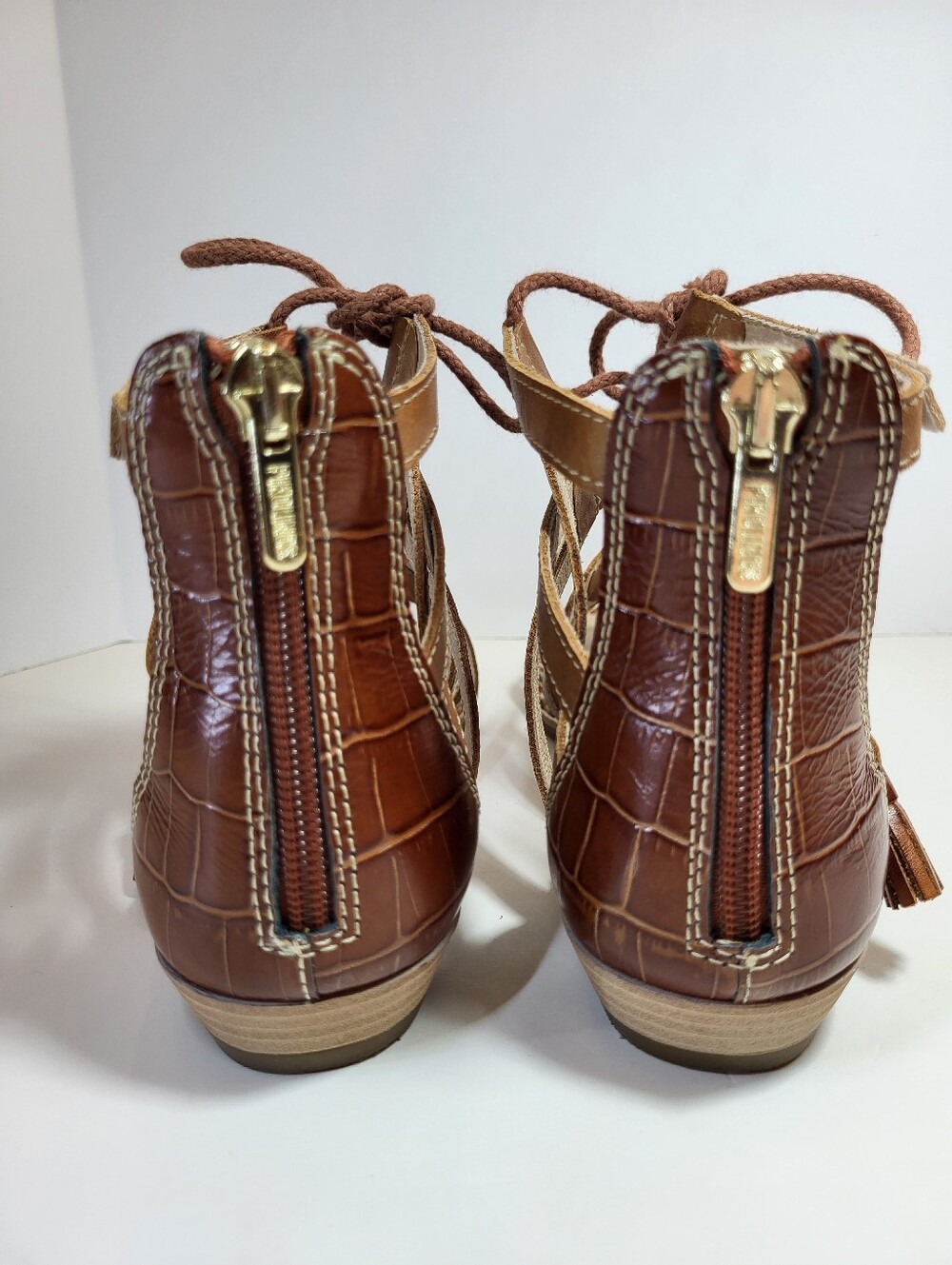 Pikolinos Leather Gladiator SANDALS Womens EU 39 US 8.5 - 9 Brandy Brown *READ - Picture 4 of 16
